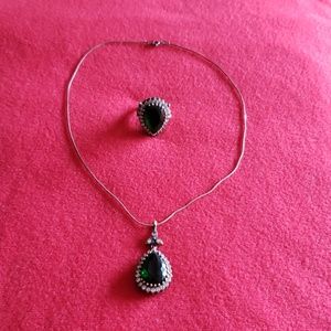 Vintage Silver antique necklace and ring set